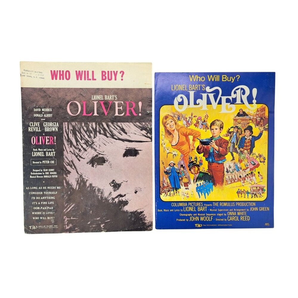 Vintage Oliver Sheet Music Lot Of 2 Who Will Buy Musical Lionel Bart Lester 1960